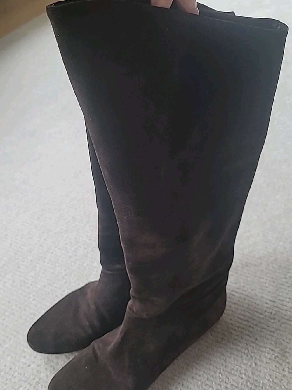 Belle Sigerson Morrison Tall Suede Knee-High Boots in Dark Brown